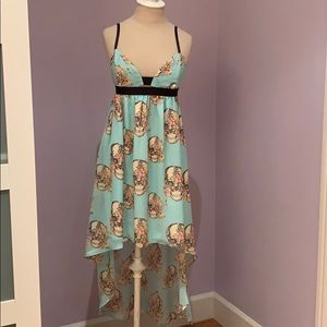 LF high low dress with floral skull print